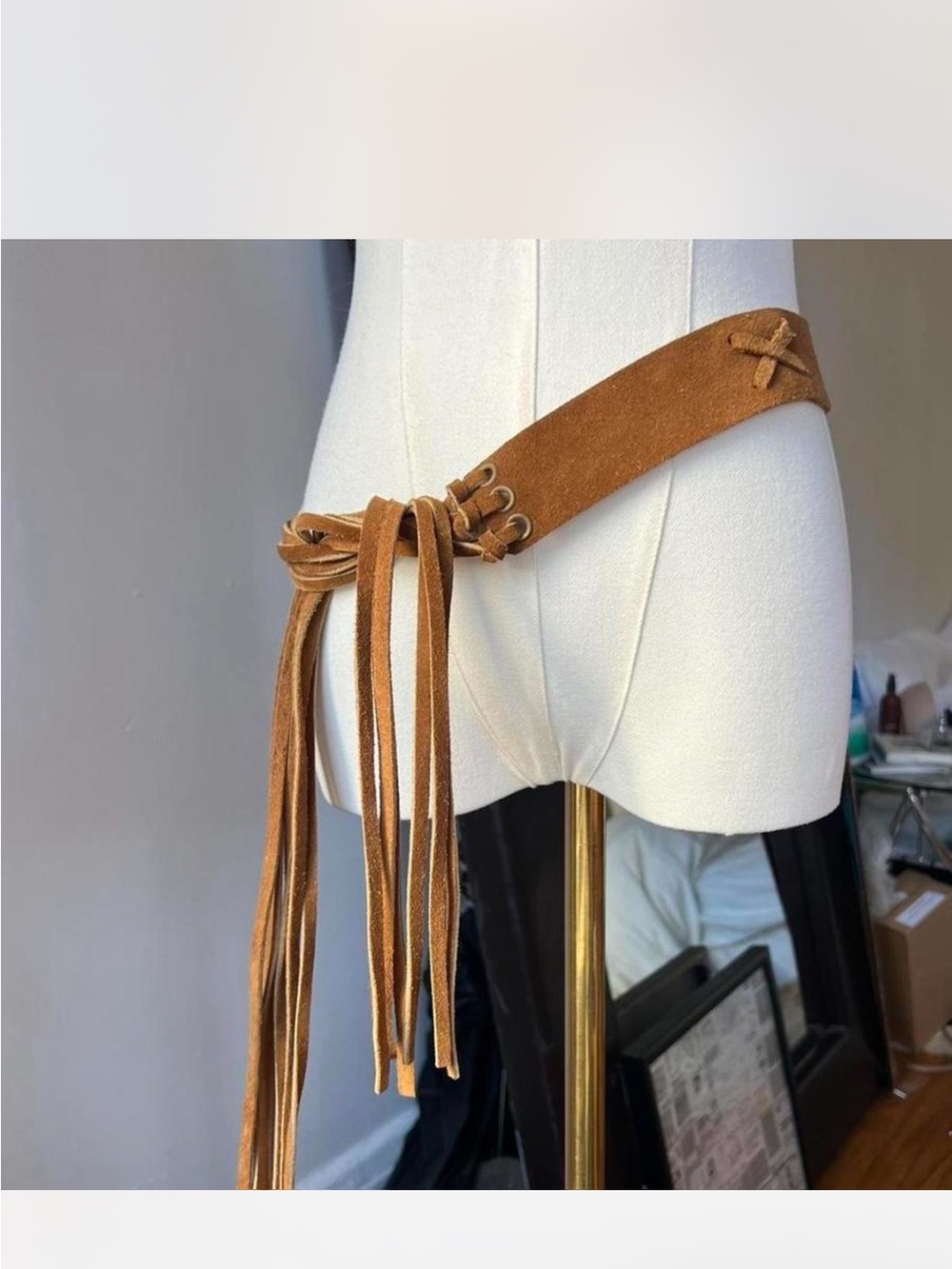 Tan Suede Fringe Wrap Belt - Women Accessories